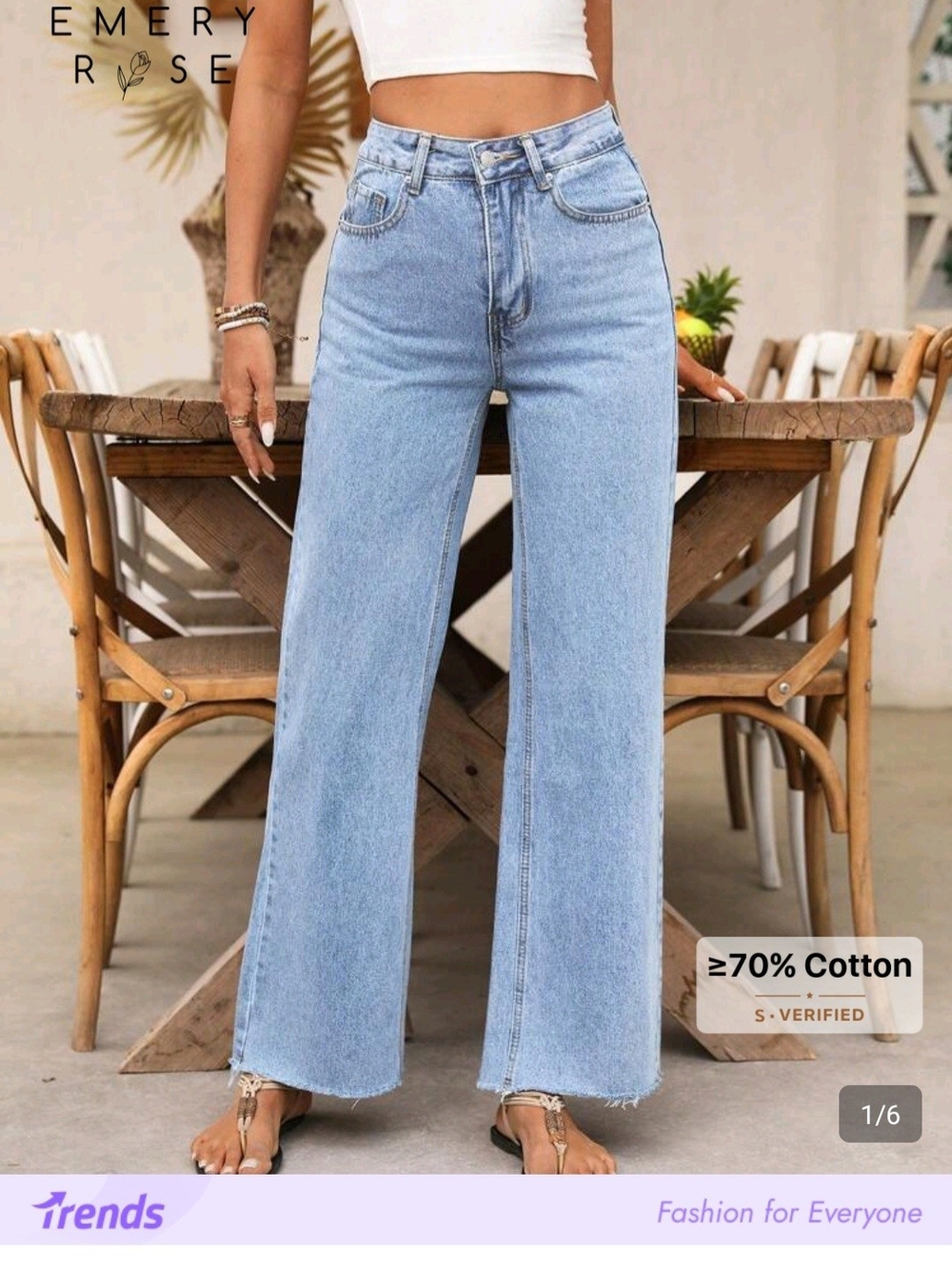 Emery Rose High-Rise Light Blue Wide-Leg Jeans